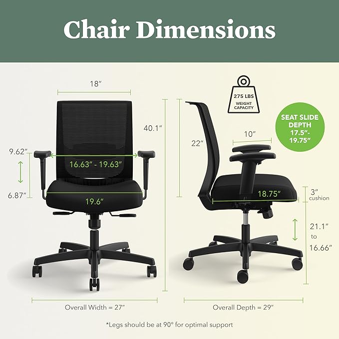 HON HONCMS1AUR10 Convergence Task Chair, Black, UR10