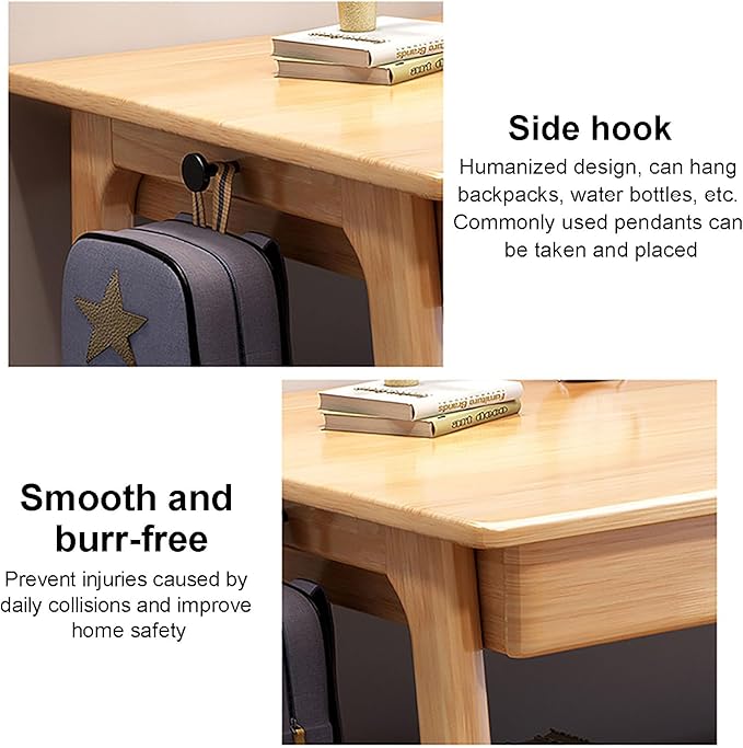 SAZDFY Solid Wood Home Office Desk Workstation, Writing Desk with 2 Drawer and Shelves,Mid Century Modern Computer Desk PC Study Table for Small Spaces(80x60x75cm(31x24x29in), White)