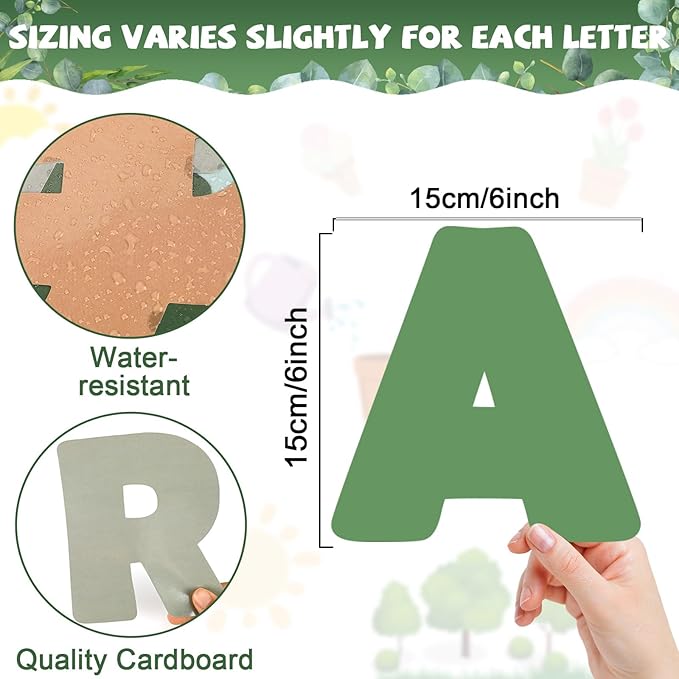 150 PCS Large 7" Bulletin Board Letters Set, Sage Green Eucalyptus Classroom Alphabet Cutout Letter for Bulletin Board Display Home School, A Great Helper to Inspire Students' Learning Interest