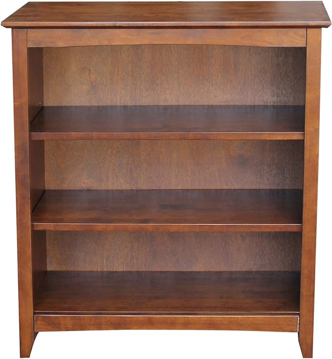 Solid Wood Bookcase 36" High, Parawood, Adjustable Shelves, Kitchen/Dining Furniture