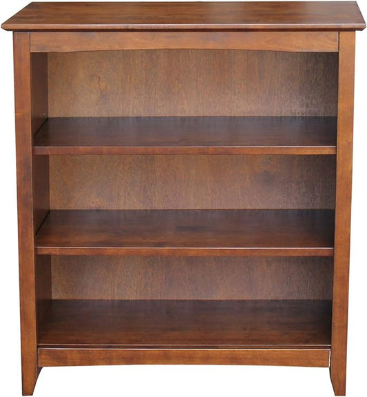 Solid Wood Bookcase 36" High, Parawood, Adjustable Shelves, Kitchen/Dining Furniture