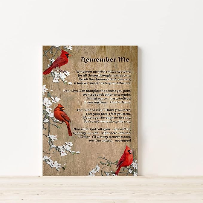 RCVTVPV Remember Me Wall Art Poem By Christina Rossetti Poster Bereavement Canvas Wall Art For Home Office Framed Ready to Hang 16"x20"
