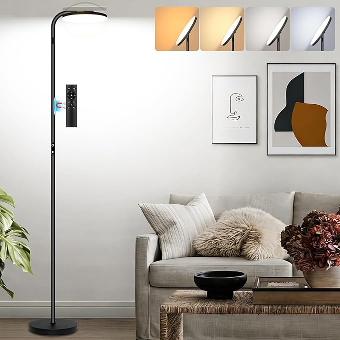 Floor Lamps for Living Room, 36W/2600LM Super Bright LED Floor Lamp with Remote and Touch Control, Stepless Dimmable 69" Tall Standing Lamp with 350° Rotating Head for Bedroom Office