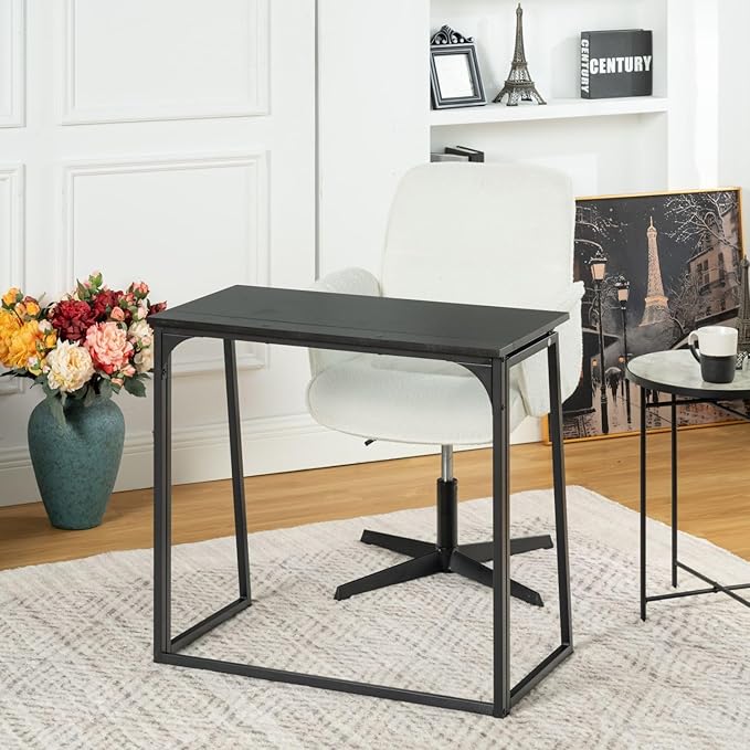 Homy Casa 31.5" Home Office Foldable Desk, Space-Saving Study-Workstation for Small Spaces, Ideal for Dorm, Living Room, and Bedroom (Black)
