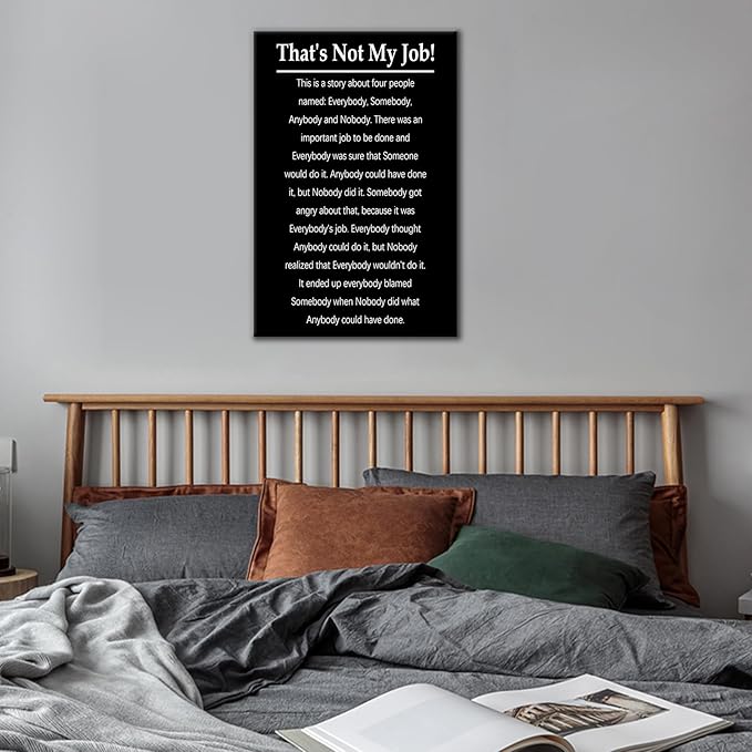 Motivational Office Canvas Wall Art for Workplace Accountability Mindset Teamwork That's Not My Job Positive Quotes Poster Print for Modern Home Bedroom Bathroom Stretched and Framed [12''Wx18''H]