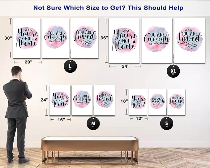 3 Piece Mental Health Canvas Wall Art, Anxiety Therapy Motivational Poster Canvas Print Pictures for Wall, Psychologist Counselor Inspirational Posters Framed Artwork for Classroom 16"x24" x 3 Pcs