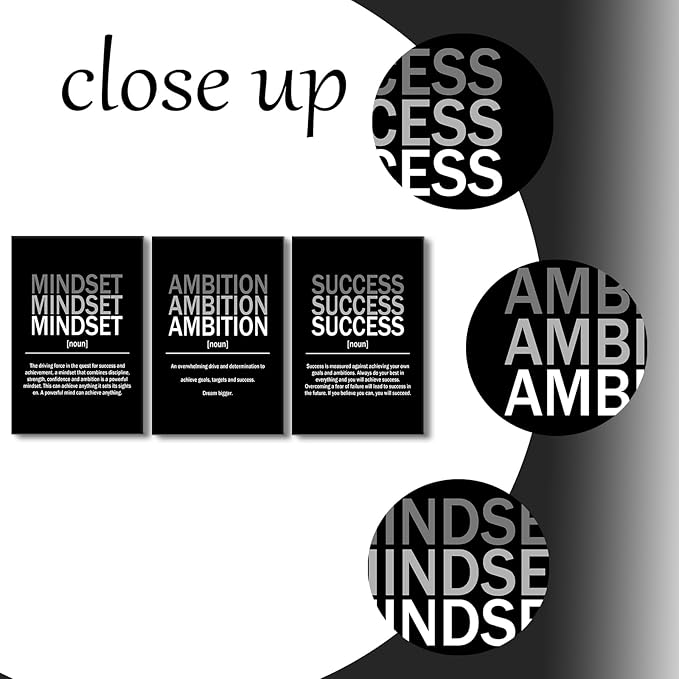 Daily Motivational Canvas Wall Art Inspirational Quotes Picture Painting Mindset Ambition Success Print Poster for Office Bedroom Living Room Artwork Stretched and Framed [48''Hx24''W]
