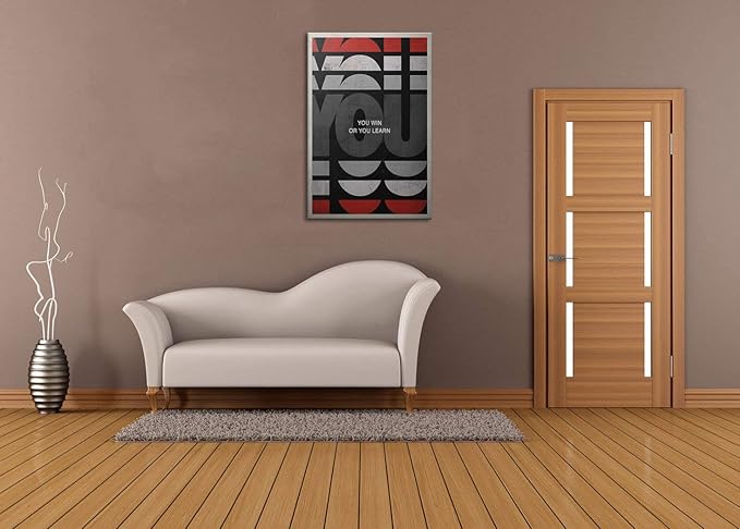 Yatsen Bridge Inspirational Canvas Painting Wall Art, You Win or You Learn Motivational Quote Picture Art Print, Modern Home Office Wall Decor Stretched and Framed Ready to Hang - 24x36 inches
