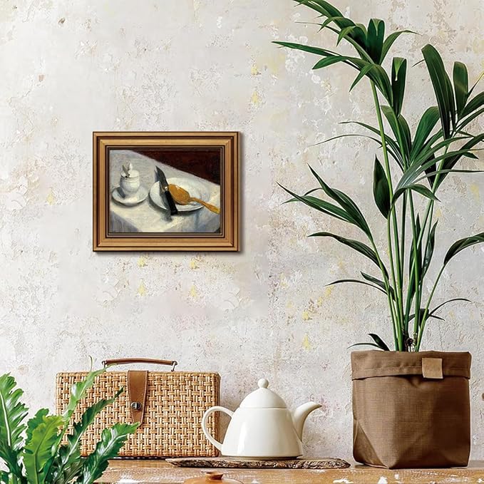 Gold Framed Wall Art Vintage Canvas Wall Art Before Meals Still Life Artwork Prints Picture for Living Room Bedroom Farmhouse Bathroom Office Decor, 8x10
