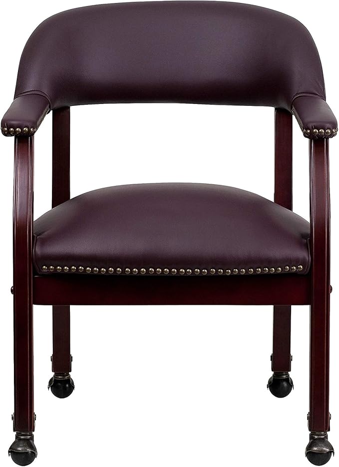 Flash Furniture Diamond Burgundy LeatherSoft Conference Chair with Accent Nail Trim and Casters