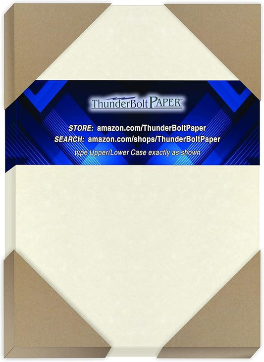 100 White Parchment 65lb Cover Weight Paper - 5.5" X 8.5" (5.5X8.5 Inches) Half Letter | Statement Size - Printable Cardstock Colored Sheets Old Parchment Semblance