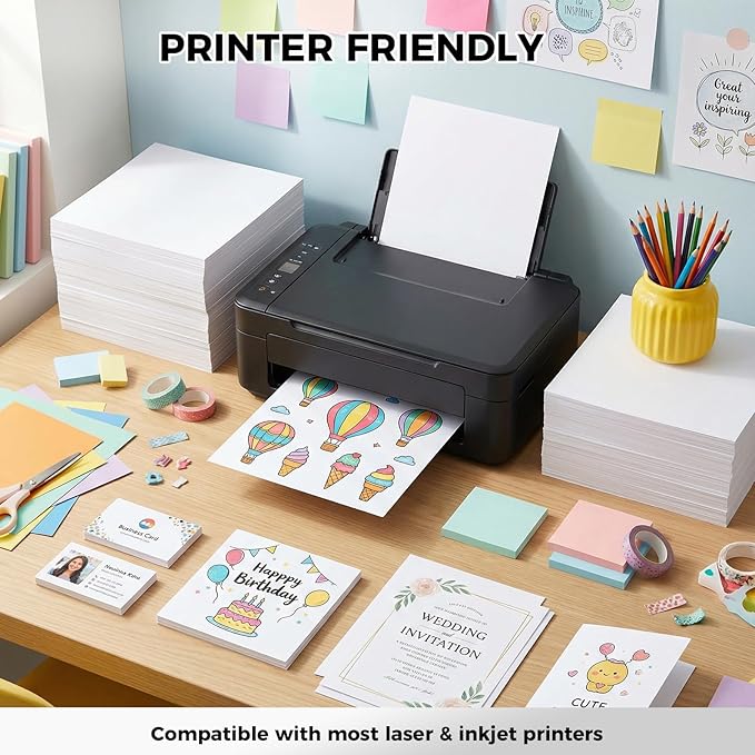 Koogel 100 Sheets White Cardstock, 12 x 12 Inch Craft Paper Construction Paper for Printer Card Making, Back to School Supplies, 230GSM