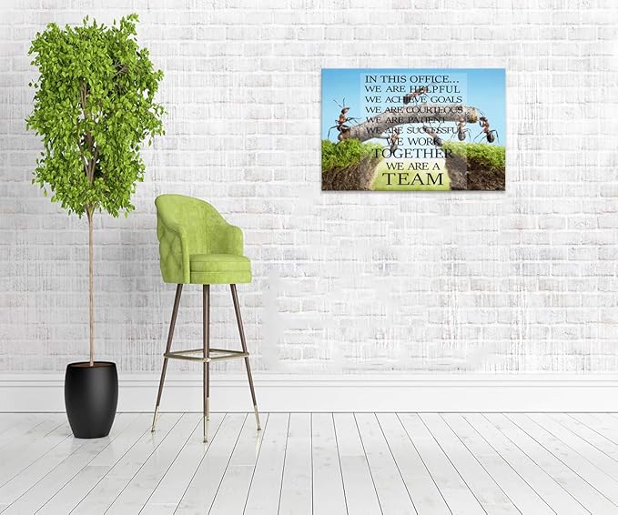 Modern Motivational Posters Ants Constructing Bridge Canvas Wall Art with Wooden Frame Inspirational Teamwork Artwork Stretched Ready to Hang for Home Office Decor - 24''Wx36''H