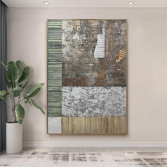 BrightA Gray Extra Large Wall Art Abstract Large Canvas Art Large wall Paintings Big Wall Decor Living Room for Bedroom Dining Room Wall Decor 63"x90.5"