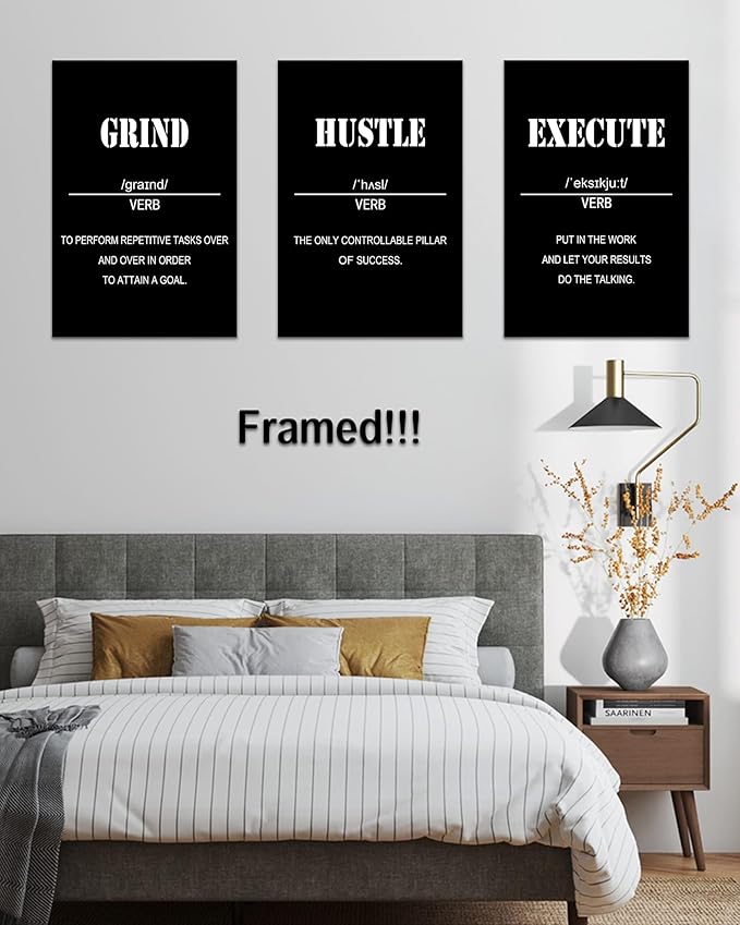 Drsoum Large 16x24 Inspirational Office Wall Art Motivational Wall Decor Quotes Wall Decror for Living Room Encouraging Canvas Posters for Bedroom Sayings - 16” x24” x3 PCS (FRAMED)