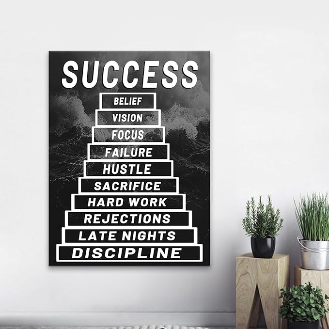 Motivational Classroom Office Success Poster Modern Entrepreneur Positive Quotes Canvas Prints Wall Art Paintings Ready to Hang for Home Living Room Home Decorations Stretched Artwork [30''Wx 40''H]