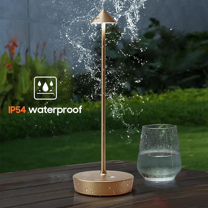 Rechargeable Cordless Table Lamp, 6000mAh LED Battery Operated Desk Lamp Touch 3 Color Stepless Dimming Portable Outdoor Waterproof Table Light for Patio/Restaurant/Dining/Home(Bronze)
