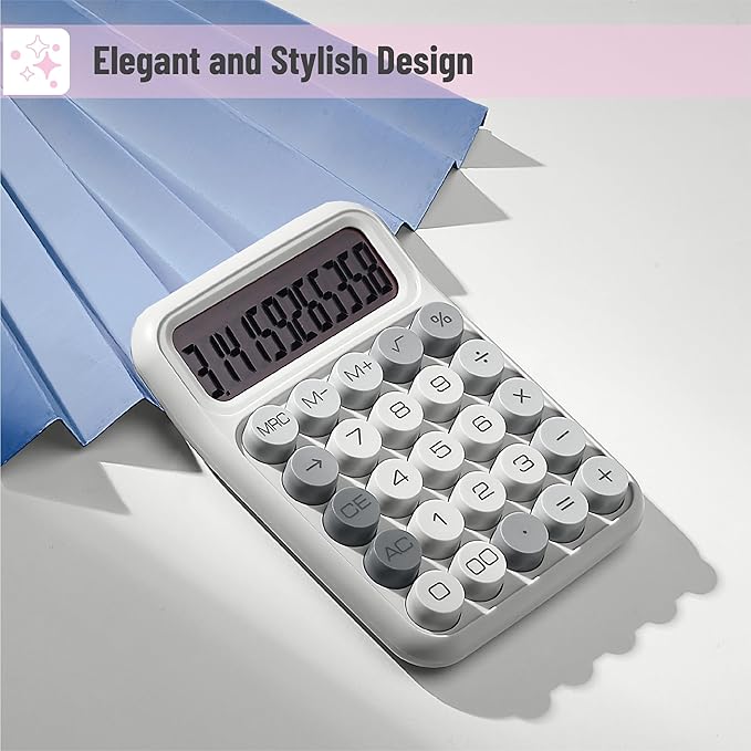 Mr. Pen- Mechanical Switch Calculator, 12 Digits, Large LCD Display, Gray Calculator Big Buttons