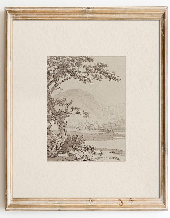 Kizbok Neutral Wall Art Prints Decor Vintage Landscape Sketches Canvas Prints, Rustic Landscape Oil Painting Art Pictures for Bedroom, Farmhouse Wall Decor for Bathroom Bedroom Gallery Home(8" x 10"-UNFRAMED)