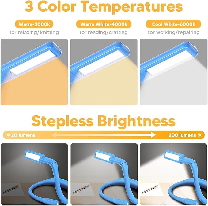 Neck Book Light for Reading at Night, Back to School Supplies Dorm Bed Lamp for College Students Teen Girls Boys, Mothers Day Gifts for Mom Wife Her Women Men Gifts for Book Lovers Reading Accessories
