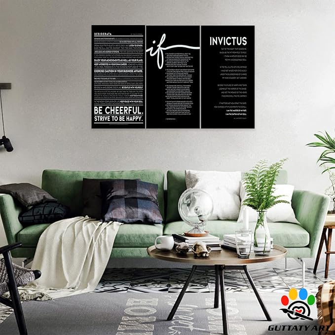 Office Wall Art by Three Panel Motivational Art, Inspirational Quote Canvas Prints, Positive Quote Words for Home Office, Entrepreneur Framed Posters 20”x30”x3Pcs