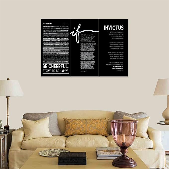 3 Piece Inspirational Wall Art, Black Background Sayings Picture, Quotes Motivational Canvas Prints for Office Decor, Triptych Entrepreneur Painting Framed Artwork for Home Wall Decor (36"Wx24" H)