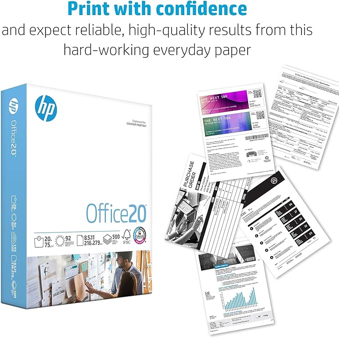 HP Papers | 8.5 x 14 Paper | Office 20 lb | 1 Ream - 500 Sheets | 92 Bright | Made in USA - FSC Certified | 001422R