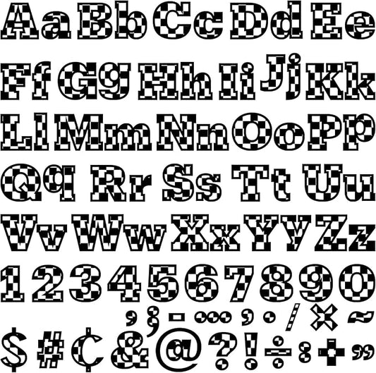 260 PCS Bulletin Board Letters for Classroom 4” Letters Combo Pack Set Black Checkered Car Classroom Decorations Alphabet Numbers Symbols Letters for Bulletin Board Cutouts Card for Classroom Decor