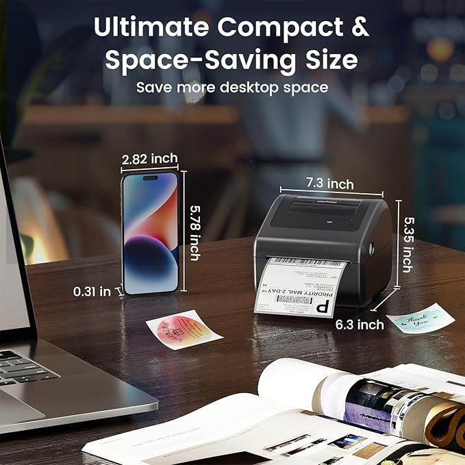 Bluetooth Shipping Label Printer 4x6, D450BT Thermal Label Printer for Shipping Packages, Thermal Printers for Small Business, Compatible with Android, iPhone, Windows, macOS, Tiktok, UPS