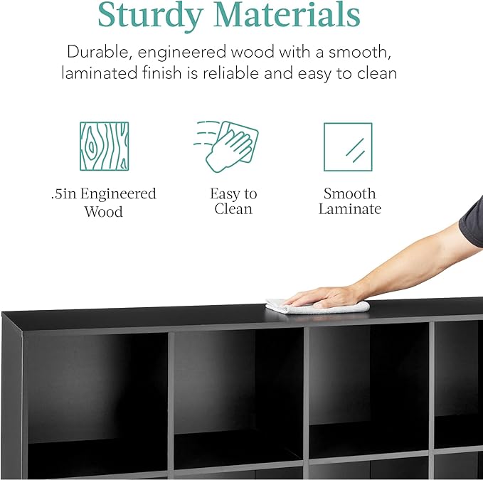 Best Choice Products 8-Cube Storage Organizer, 11in Shelf Opening, Bookcase, Display Shelf, Customizable w/ 3 Removable Back Panels – Black