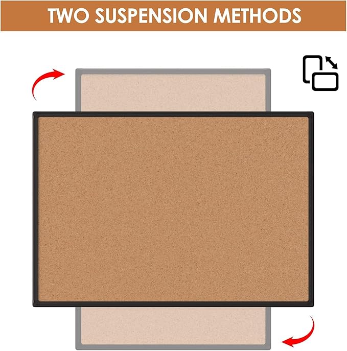 Board2by Cork Board Bulletin Board 24 x 18, Black Aluminium Framed Corkboard, Office Board for Wall Cork, Large Wall Mounted Notice Pin Board with 16 Push Pins for School, Home & Office