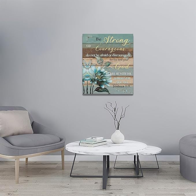 Christian Wall Art Bible Verse Floral Pictures Wall Decor Religious Scripture Flower Canvas Painting Modern Home Decoration Artwork for Bathroom Bedroom Living Room Office Framed 20"x24"