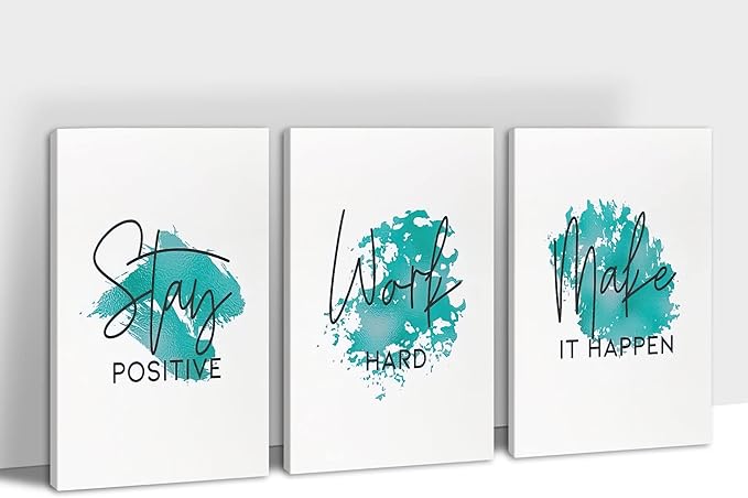 SHMAO Office Canvas Wall Art Motivational Wall Decor, 3 Piece Modern Canvas Print Pictures for Office Wall Decor Women Inspirational Framed Artwork Home Office Decor 16”x24”x3 Panels