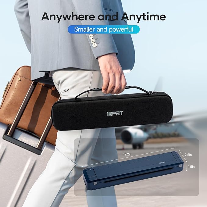 iDPRT MT888 Portable Thermal Printer, 300DPI HD Mobile-Travel-Printers, Inkless-Wireless-Small-Printer for Home Use, Office, Vehicles, Bluetooth Printers Supports 8.5 x 11 US Letter&A4&A5, Blue