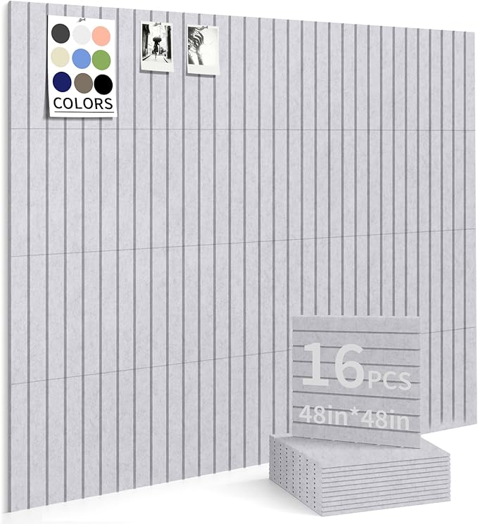 Large Bulletin Board 48"x 48" Cork Boards for Walls, 12 Pack Felt Wall Panels Photo Board, Cork Board for Office Home Pin Board