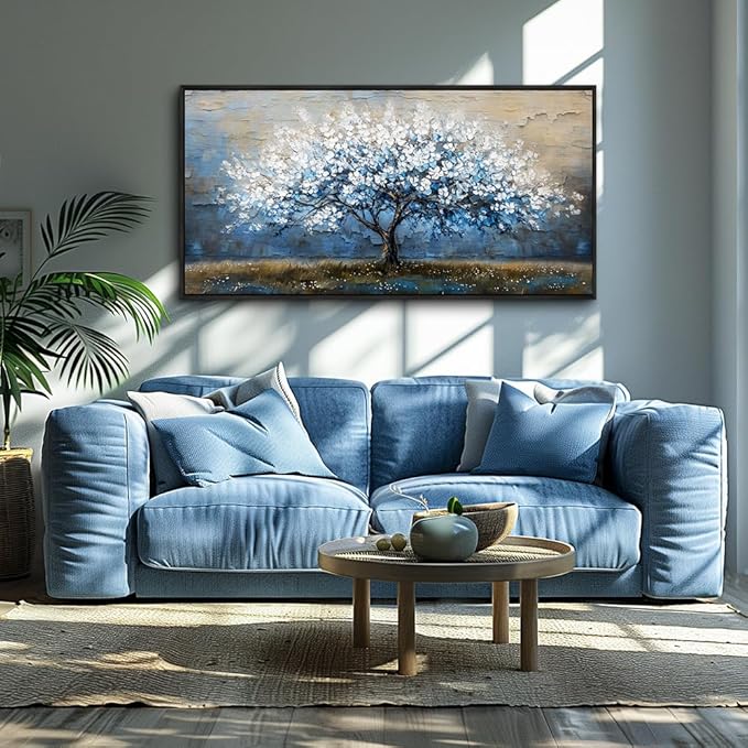 KELIYUAN Large Canvas Wall Decor For Living Room Black Framed Wall Art For Bedroom Wall Painting Abstract Tree Pictures Office Dining Room Decor Art Hotel Room Mural Home Decor Aesthetics 24"X48"