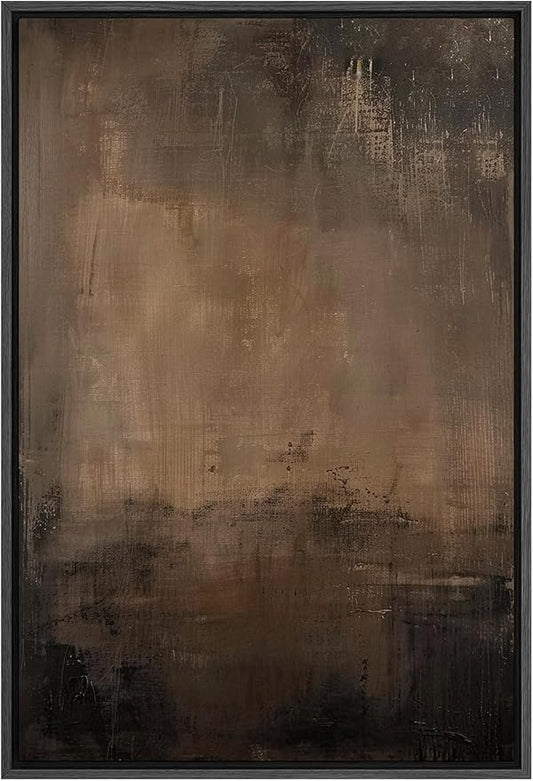 SIGNFORD Framed Canvas Print Wall Art Abstract Earthy Tones Rustic Neutral Illustrations Modern Art Decorative Bohemian Relax/Calm for Living Room, Bedroom, Office - 16"x24" Black