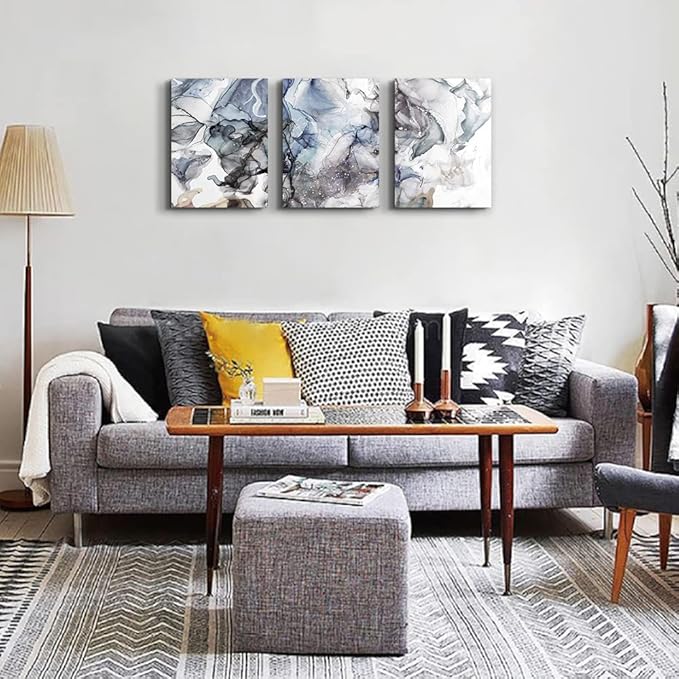 Canvas Wall Art for Living Room - Abstract Decor for Bedroom, Modern Office Decorations - Ink Paintings Fashion Abstract Pictures Artwork - Room Canvas Art Prints for Kitchen Home 3 Piece