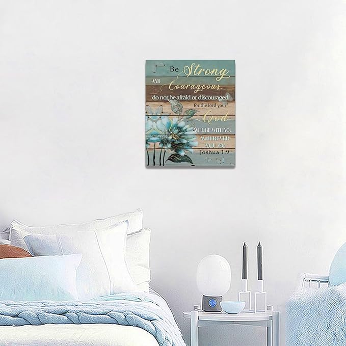 Christian Wall Art Bible Verse Floral Pictures Wall Decor Religious Scripture Flower Canvas Painting Modern Home Decoration Artwork for Bathroom Bedroom Living Room Office Framed 20"x24"