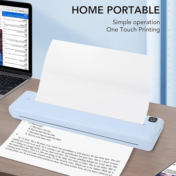 A4 Thermal Printer Bluetooth - 200dpi Inkless Mini Smart Printer, Portable Rechargeable Wireless Tattoo Thermal Printer for School Office, Suitable for iOS and for Android