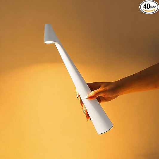 Portable LED Table Lamp with Touch Control, White, 3 Brightness Levels,2000mAh Battery, USB Rechargeable, Cordless, 4500K Color Temperature