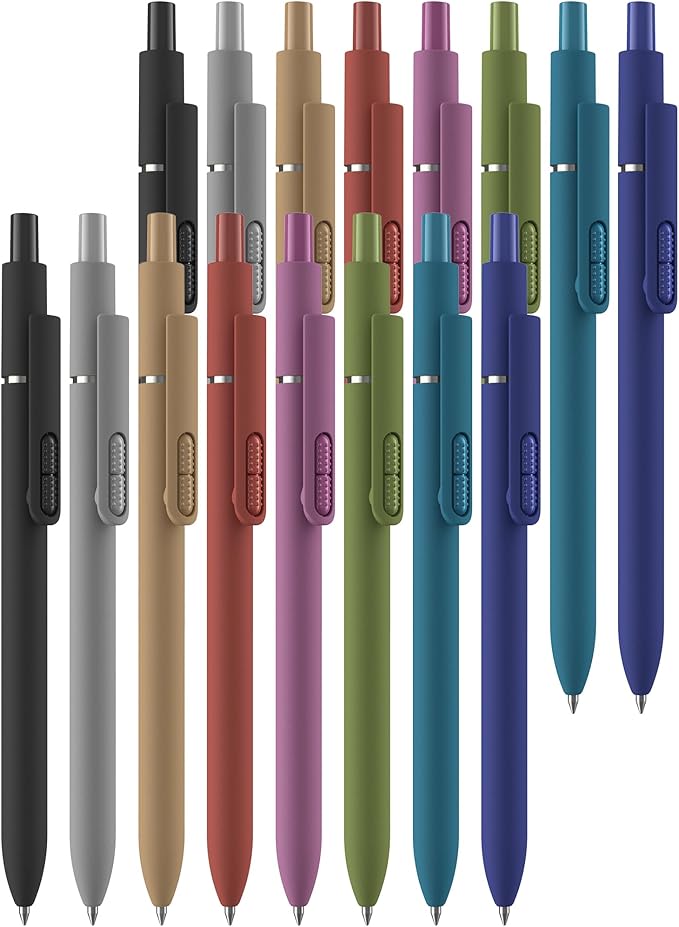 16 Pack Black Pens - 1.0mm Medium Point Ballpoint Pens | Smooth Writing Retractable Black Ink Pen for Nurses, Women, Adults, School, Office (Vintage-16pcs)