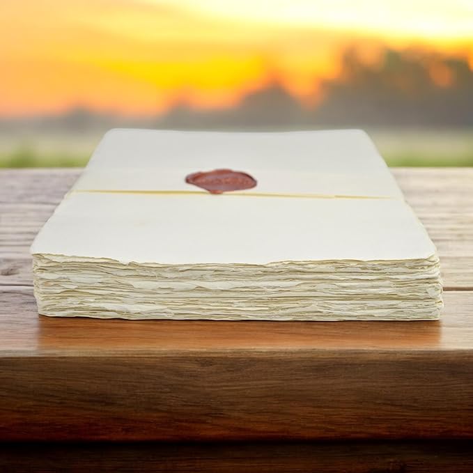 Kathmandu Valley Co. 8.5x11 inch 100% Cotton 90 GSM, Off-White Vintage Deckle-Edge Handmade Printer Paper from Recycled Textile Surplus for Inkjet and Laser Printers (100 Sheets)