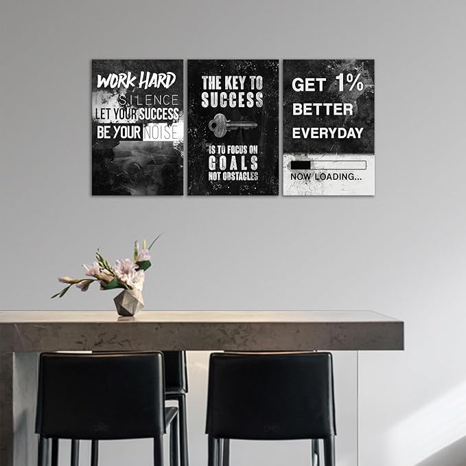 Motivational Wall Decor Success Goal Inspirational Canvas Wall Art for Office Quotes Pictures Motivational Posters Framed Canvas Wall Art Prints Artwork Office Bedroom Gym