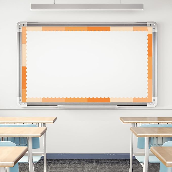 Whaline 65.6ft Orange Bulletin Board Borders Back to School 4 Rolls Gradient Orange Die-Cut Board Trim for Little Cutie Classroom Office Chalkboard