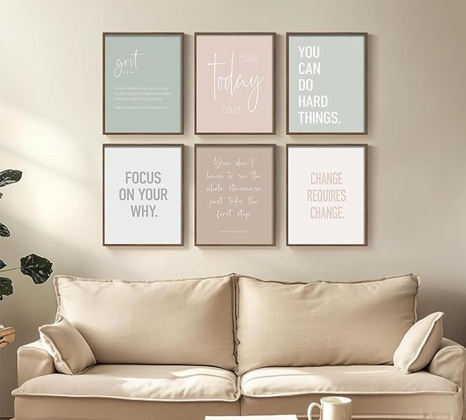 Inspirational Motivational Office Decor Posters Prints Unframed Set of 6, Minimalist Pastel Wall Art Print Decor, Positive Affirmations Team Teamwork Difference Maker Wall Picture,12"x16"unframed