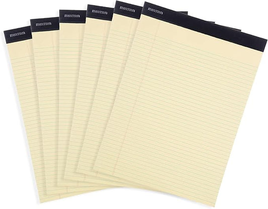 Mintra Office Canary Legal Pads - With Micro-perforated sheets, Smooth-lined paper, Ideal for Office Tasks, Assignments or Notes, Meetings, and Journaling, 6 pack Narrow Ruled, Basic Pad, 8.5"x11"