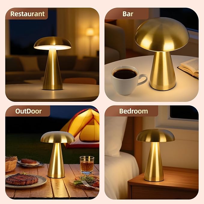Portable LED Desk Lamp, 5000mAh Rechargeable Battery, 3-Color Touch Control, Cordless Table Lamp with Stepless Dimming, Modern Bedside Lamp for Bedroom, Living Room, and Dining Room (1-Pack Gold)
