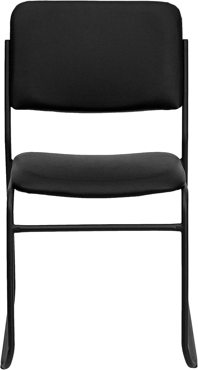 Flash Furniture HERCULES Series 500 lb. Capacity High Density Black Vinyl Stacking Chair with Sled Base