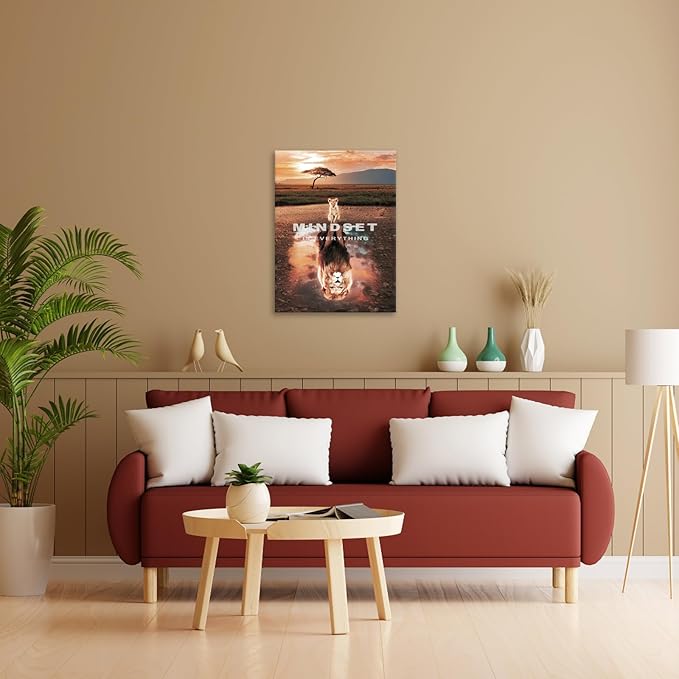 BWSPACE Lion Motivational Canvas Wall Art - 1 Piece Inspirational Quote Painting for Office & Bedroom Decor (30" W x 40" H)